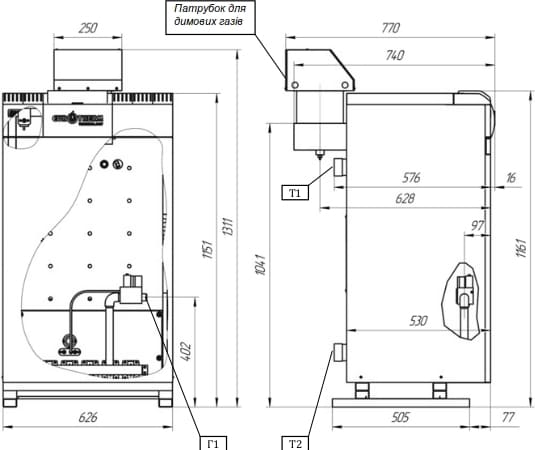 Установче креслення котла Eurotherm